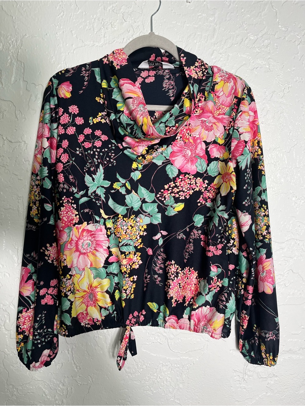 Vintage Judy Bond Floral Cowl Neck Blouse Size 14‎